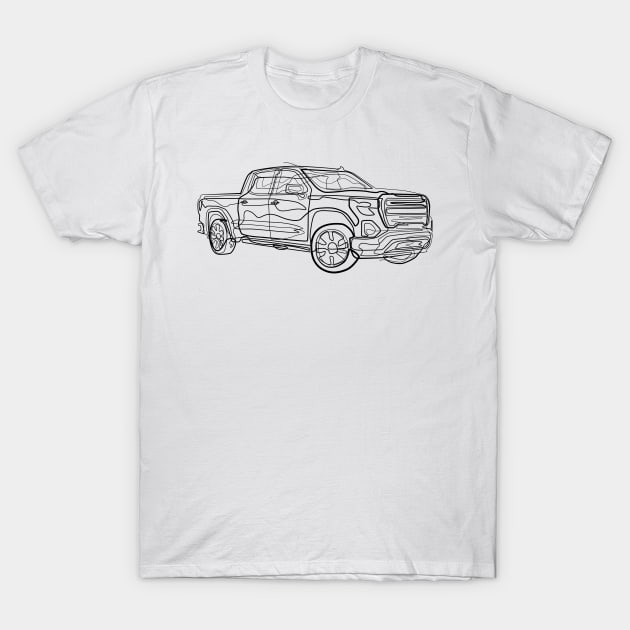 Pickup Truck - One Line Drawing T-Shirt by Teeladen